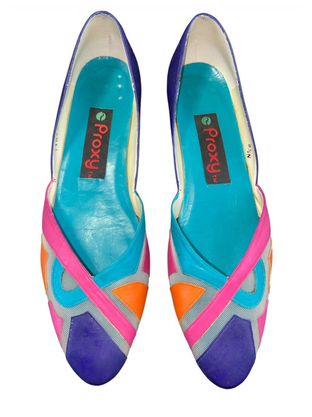 Proxy • Vintage • 80s • Color block • Leather • Mesh • Ballet Flats • Size 8.5N